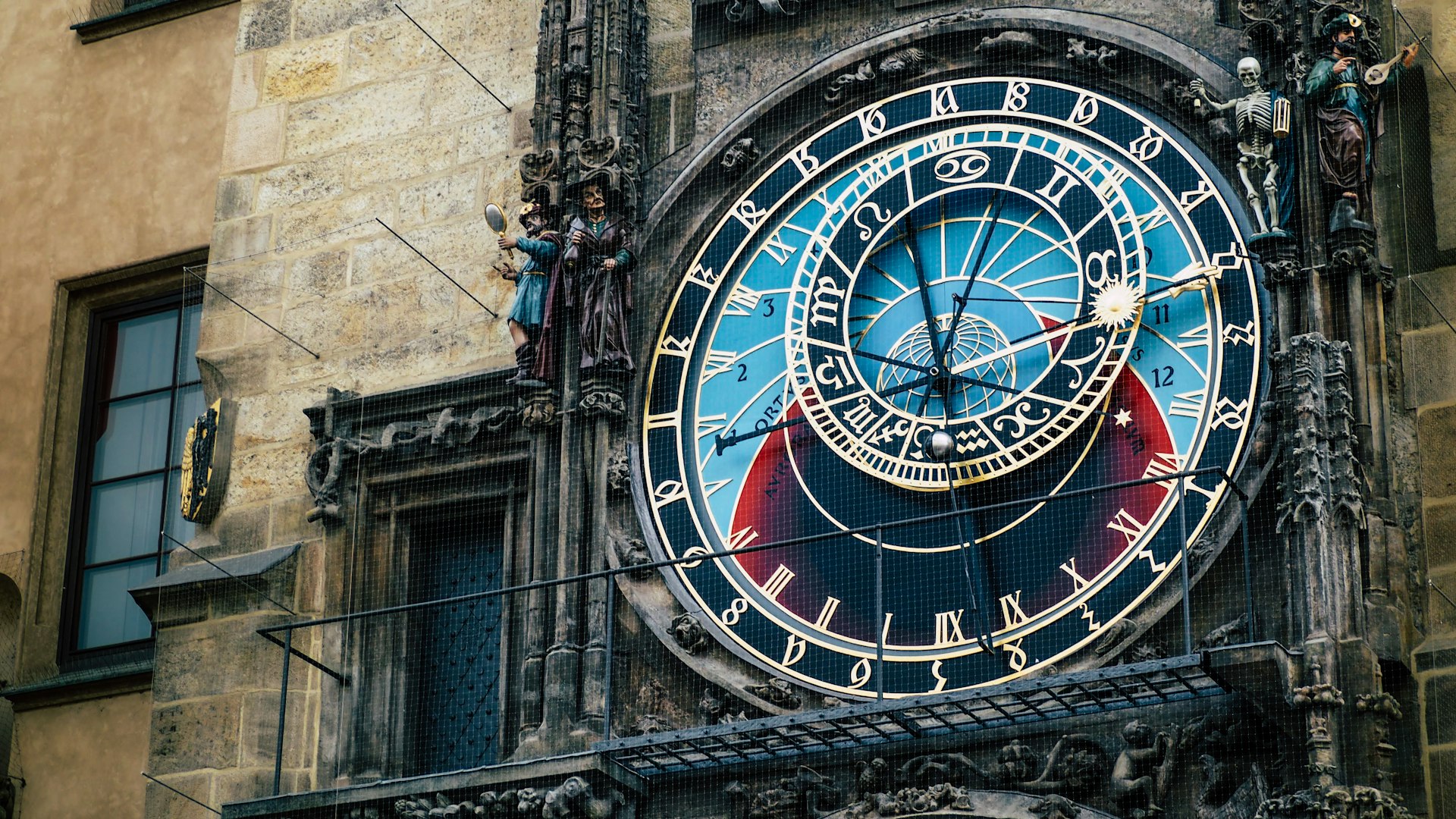 round black and blue clock tower